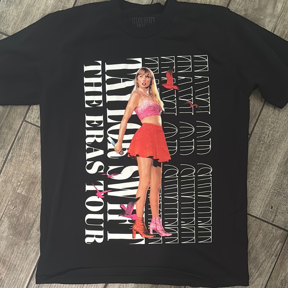 Taylor Swift Black Graphic T-Shirt with Tour Print
